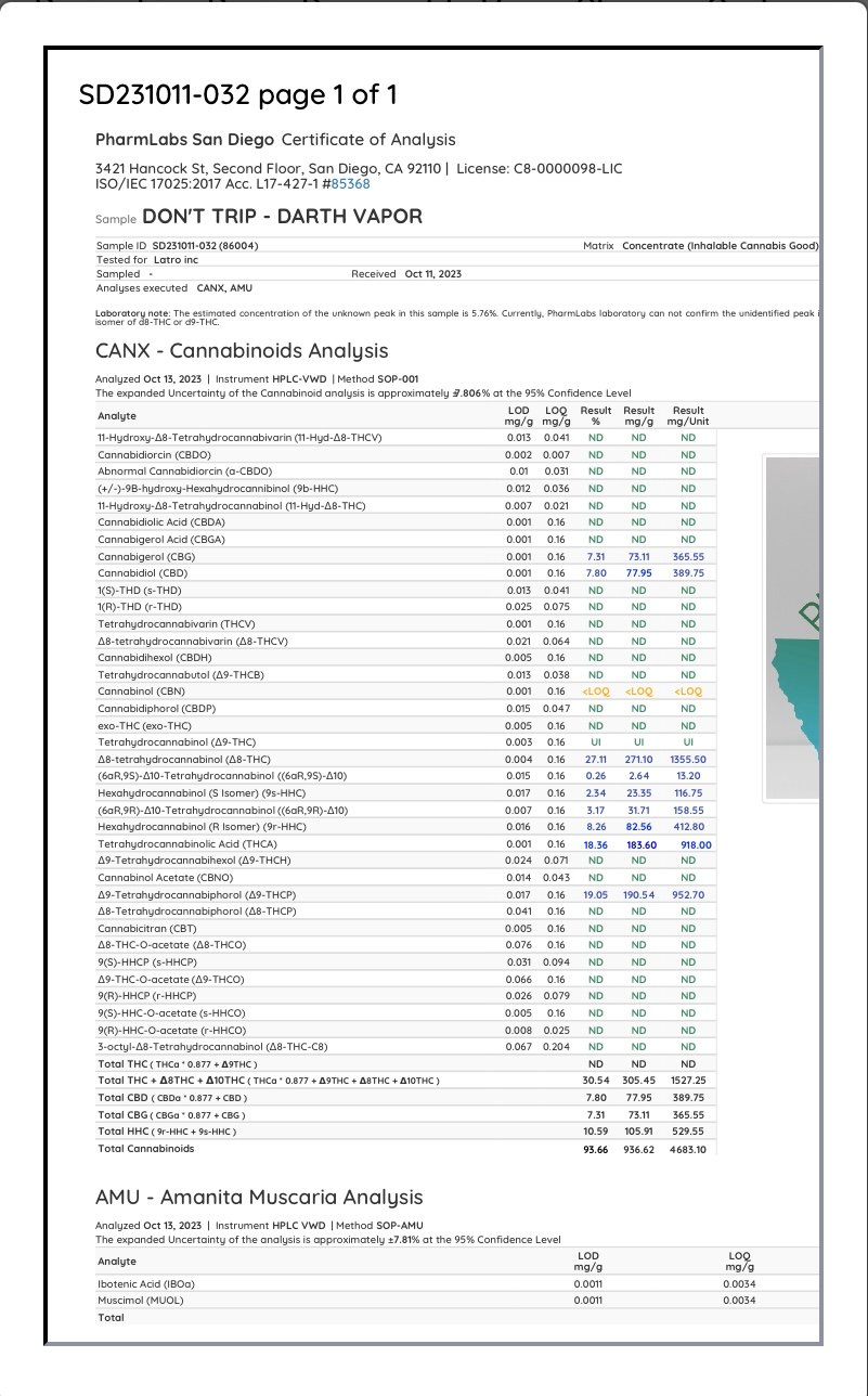 Darth Vapor Dozo Don’t Trip Trippy Diamonds Disposable 5G - Image 2