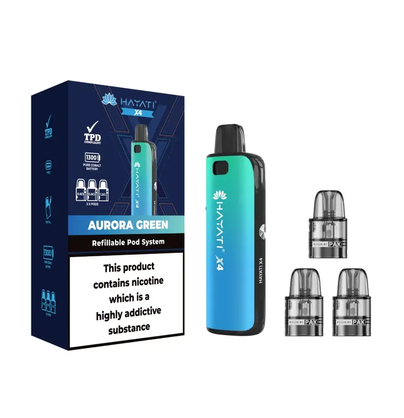 Hayati X4 Refillable Pod Vape Kit Aurora Green - Image 2